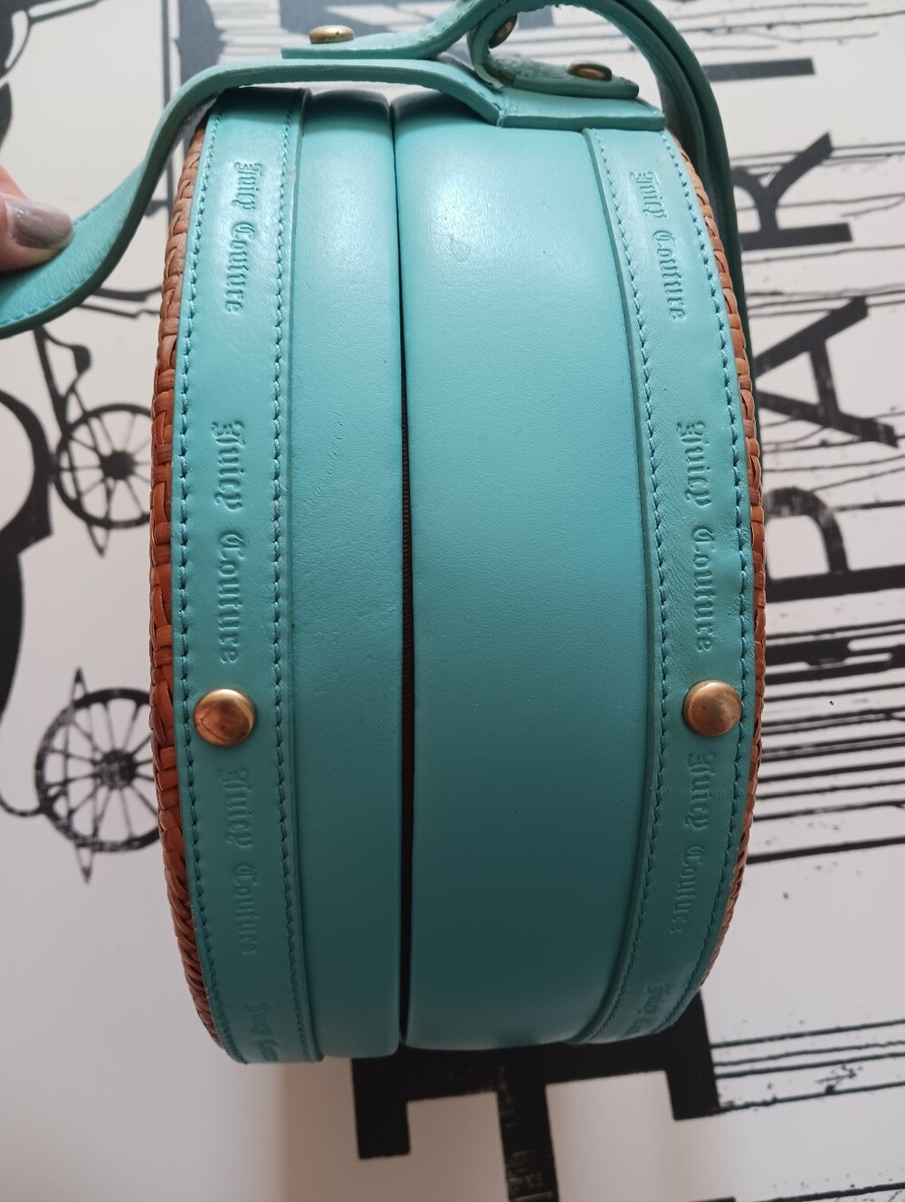 Vintage Juicy Couture Wicker/ Leather  Habdbag - Picture 9 of 15